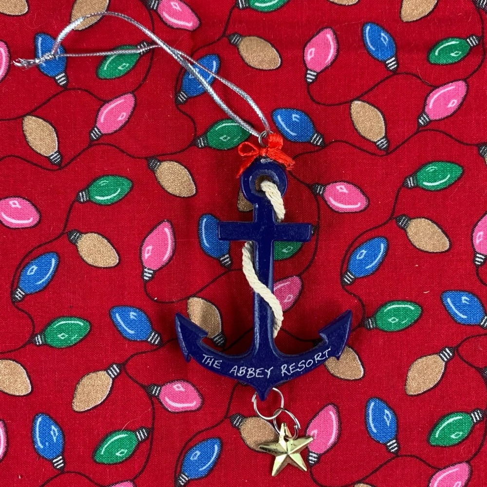 CS blue Anchor, rope, bow and star ornament.